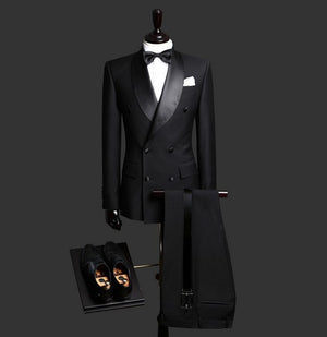 Red Shawl Lapel Slim Fit Groom Tuxedos