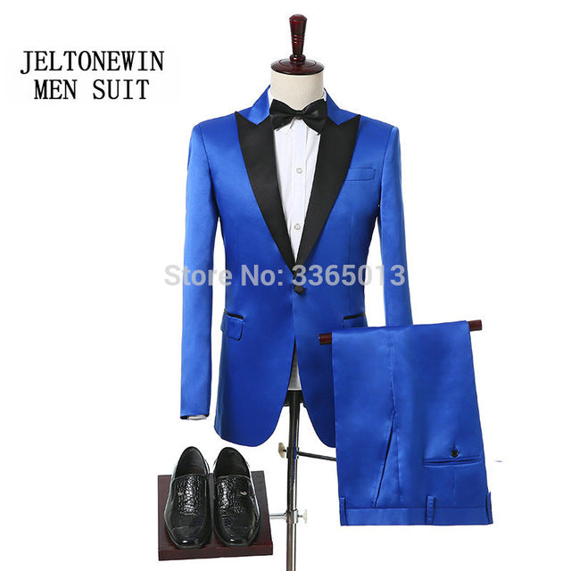 Red Shawl Lapel Slim Fit Groom Tuxedos