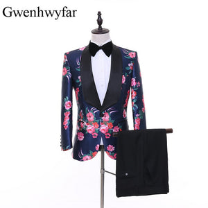 3 Style Floral Print Men Tuxedos