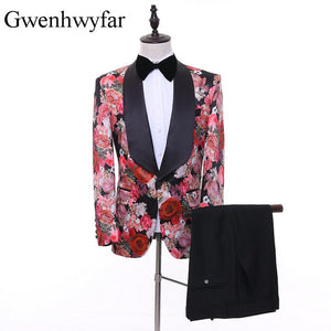 3 Style Floral Print Men Tuxedos